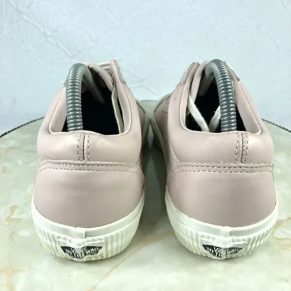 Vans Old Skool Sneakers Women 9.5 Pink Leather Classic Low Top Skate Retro Shoes - Picture 9 of 13